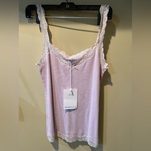 Marella bow lace front cami / tank top light purple